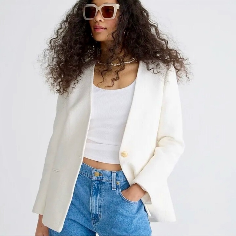 NWT J.Crew Collection Alfie collarless blazer in cotton-blend boucle size 16